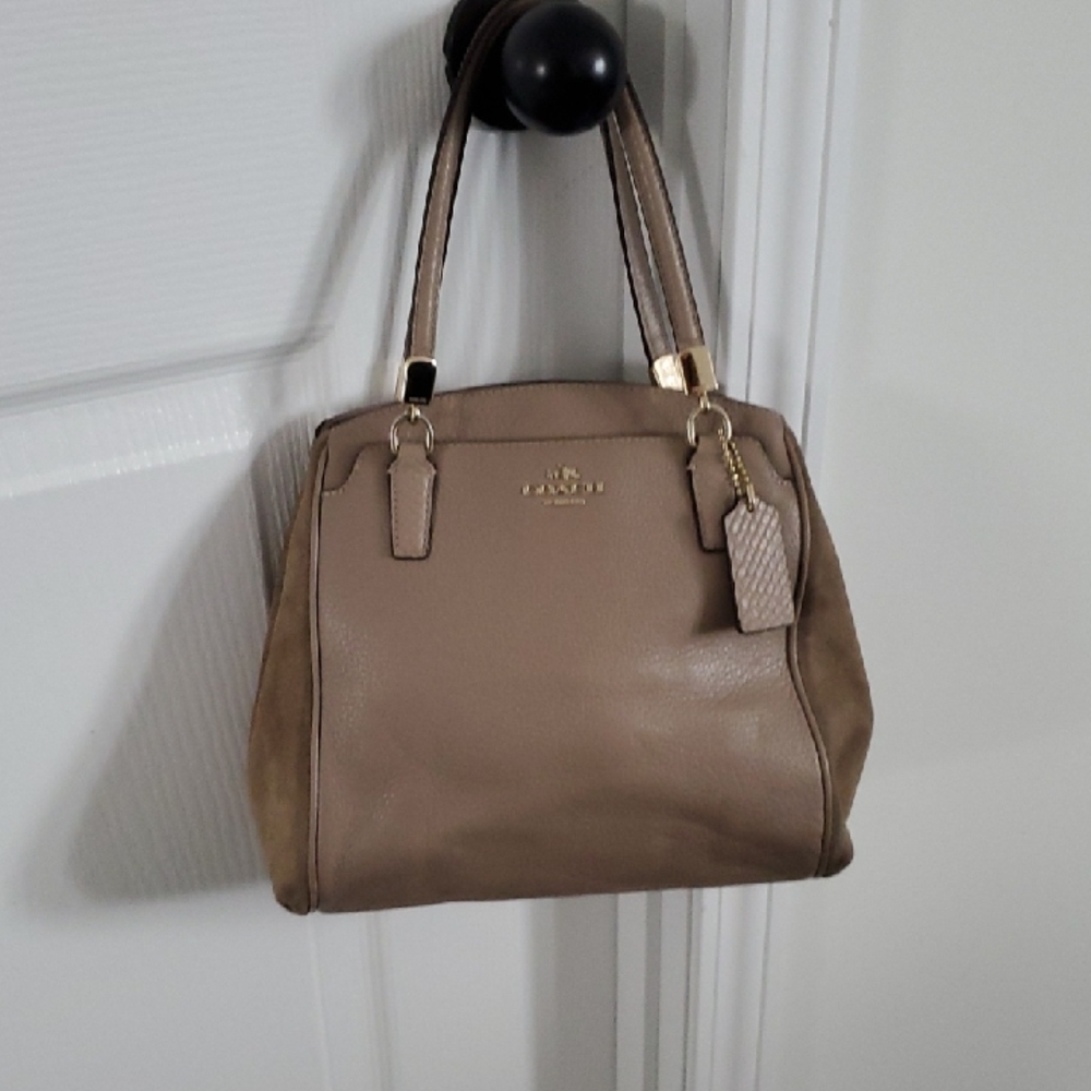 Coach Taupe Shoulder Satchel with Gold Hardware